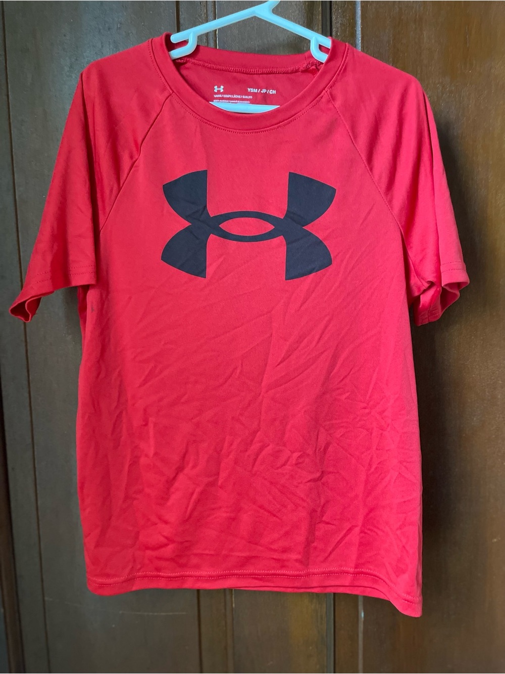 Under Armour boys youth small short sleeve red athletic shirt
